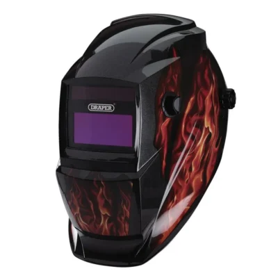 Draper Auto-Darkening Welding Helmet Red Flames
