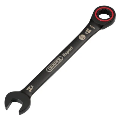 Draper Expert Hi-Torq Metric Ratchet Combination Spanner, 14mm, Black
