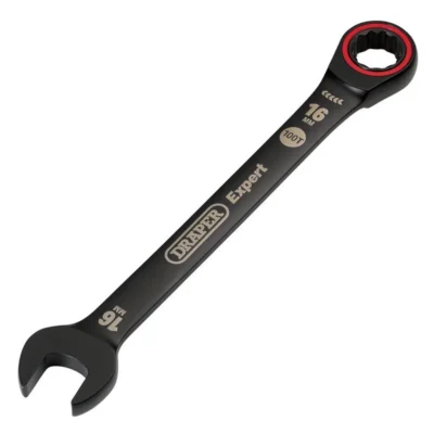 Draper Expert Hi-Torq Metric Ratchet Combination Spanner, 16mm, Black