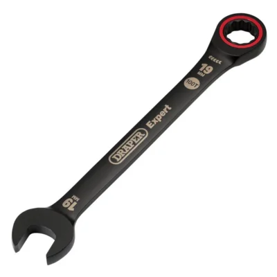 Draper Expert Hi-Torq Metric Ratchet Combination Spanner, 19mm, Black