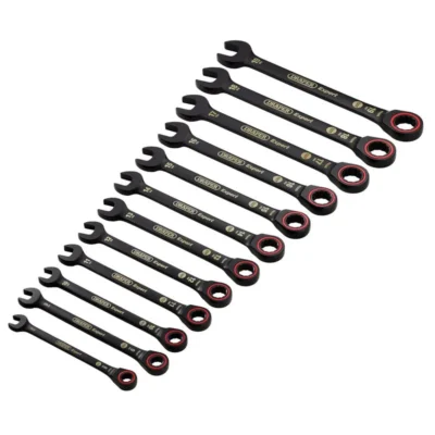 Draper Expert Hi-Torq Metric Ratchet Combination Spanner Set, Black (12 Piece)