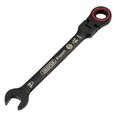 Draper Expert Hi-Torq Metric Flexible Head Ratchet Combination Spanner, 14mm, Black