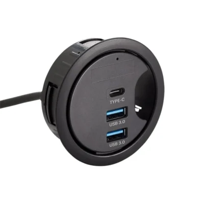 Draper 3-Port In-Desk USB 3.0 Hub with 2 X USB A & 1 X USB C
