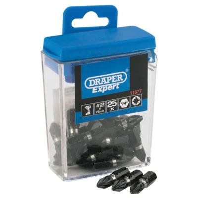 Draper PZ Type Impact Bits 1/4" Hex No.2 x 25mm (25 Piece)