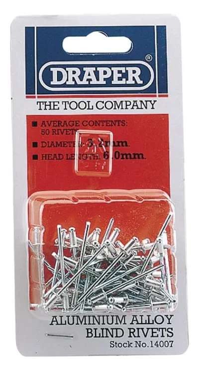 Draper 50 x 3.2mm x 5.2mm Blind Rivets