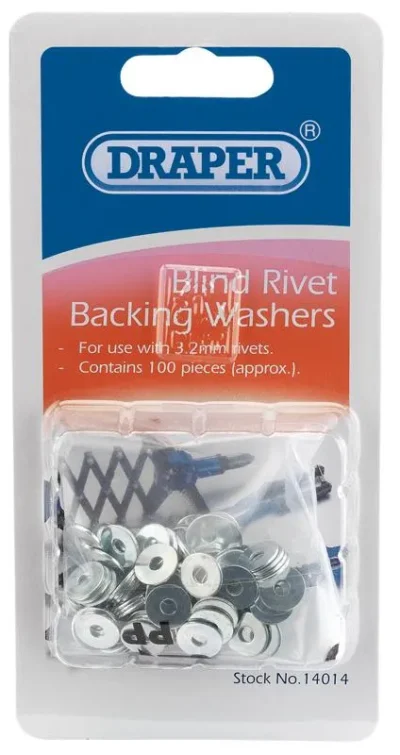 Draper 100 x 3.2mm Rivet Backing Washers