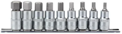 Draper 1/2" Sq. 55mm Long Metric Hexagonal Socket Bit Set (9 Piece)