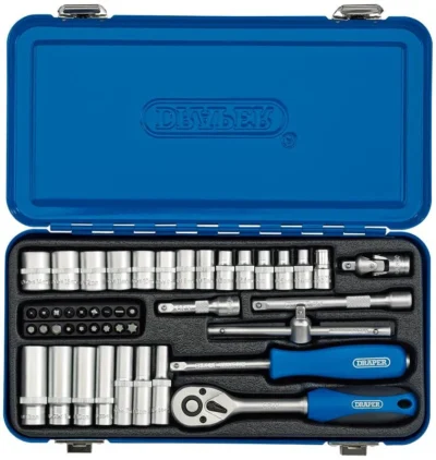 Draper 1/4" Sq. Metric Socket Set in Metal Case (45 Piece)