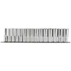 Draper  1/2" Sq. Dr. Metric Deep socket on a Socket Rail (15 Piece)