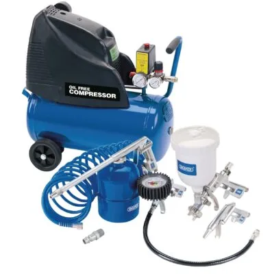 Draper Direct Drive Oil Free Air Compressor, 24L & Air Tool Kit