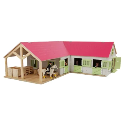 Kids Globe Wooden Horse Farm with Movable Doors Windows & Roof