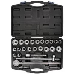 Draper Combined Mm/Af Socket Set, 3/4" Sq. Dr., Black (26 Piece)