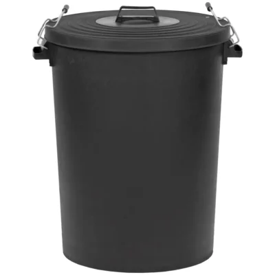 Polytech 110 Litre Black Dustbin with Clip Lid