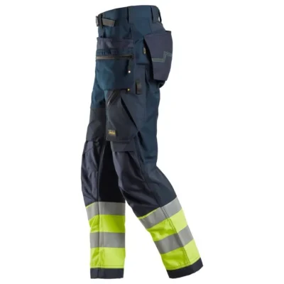 Snickers High-Vis Work Trousers+ Holster Pockets Class 1 6 6931 9566left clarkes of cavan