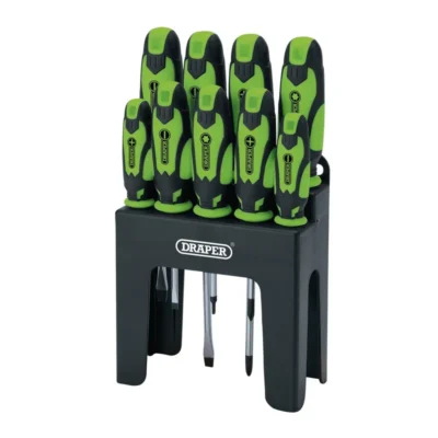 Draper Soft Grip Screwdriver Set Green (9 Piece)