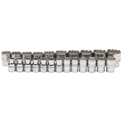 Draper 1/2" Sq. Loose Metric Polished Chrome socket (23 Piece)
