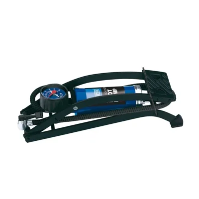 Draper Single Cylinder Foot Pump with Pressure Gauge
