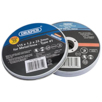 Draper 115 X 22.2 X 1.2 Mm Flat Metal Cutting Wheels (tin of 10)