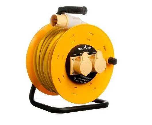 Powermaster 40m 2.5 Open Cable Reel Cassette 16A 110V - 2 Gang