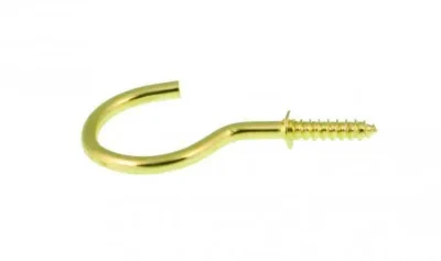 0.75 - 1.5" Brassed Shouldered Cup Hooks - 0.75" (4 Pack)