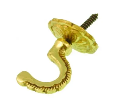Brass Rosette with Plate Tieback Hooks