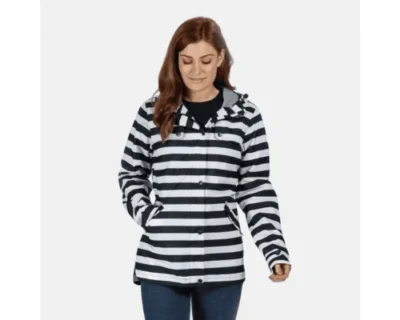 Regatta Kimberley Walsh Bertille Lightweight Hooded Waterproof Jacket Navy And White
