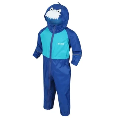 Regatta Kids' Charco Breathable Waterproof Puddle Suit Nautical Blue