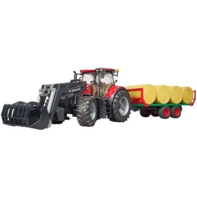 Bruder Case IH Frontloader with Trailer & 8 Bales