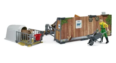 Bruder Cow and Calf Barn with Farmer