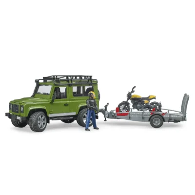 Bruder Land Rover Defender, Trailer & Scrambler Ducati Full Throttle