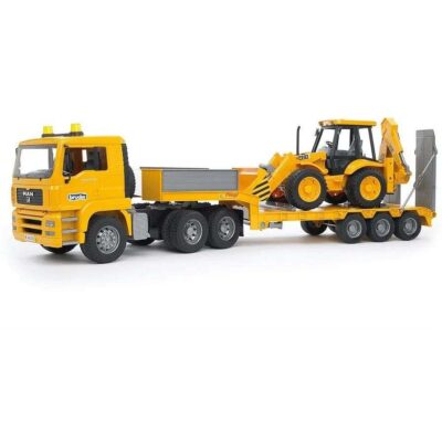 Bruder MAN TGA Low Loader with Backhoe Loader