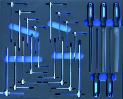 gereedschapswagen d2 compact 5 laden gevuld in foam 214dlg 5