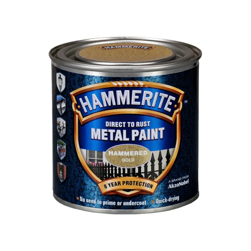 hammerite direct to rust hammered finish metal paint gold 250ml