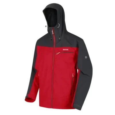 Regatta Men's Highton Stretch Waterproof Shell Hooded Walking Jacket Chinese Red Ash