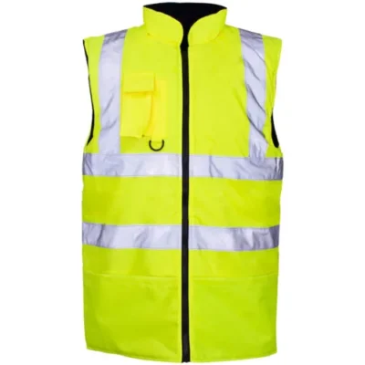 Hi Vis Reversible Fleece-Lined Bodywarmer- Yellow