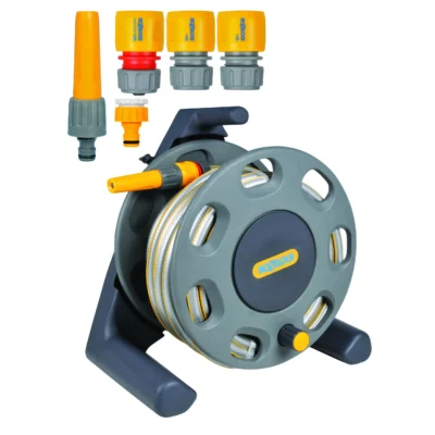 Hozelock Compact Hose Reel 30 M + 25 M Hose with Connectors and Spray Nozzle