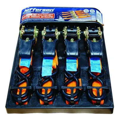 Jefferson 5m x 25mm Orange Ratchet Strap Set (4 Pack)
