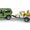 land rover defender with trailer cat and man 3