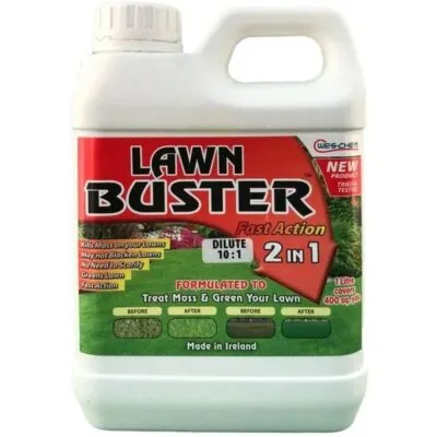 Lawn Buster 1L - Fast 2-in-1 Action Moss Killer and Lawn Greener