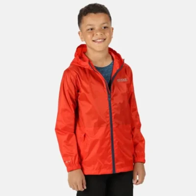 Regatta Kids' Pack It Lightweight Waterproof Hooded Packaway Walking Jacket Amber Glow