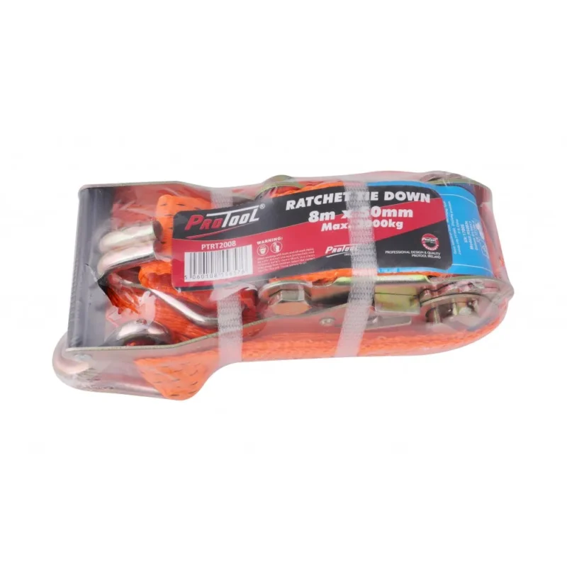 protool orange ratchet tie down straps 8m