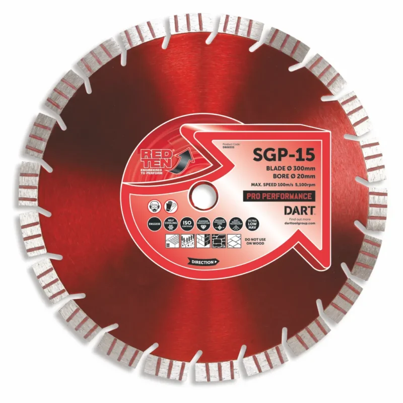 red ten sgp 15 concrete diamond blade 300dmm x 20b