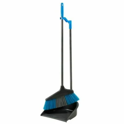 SupaHome Grey & Blue Long Handled Dustpan & Brush