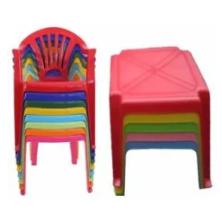 Kids Plastic Stackable Chair & Table Bundle (4 Chairs/1 Table)