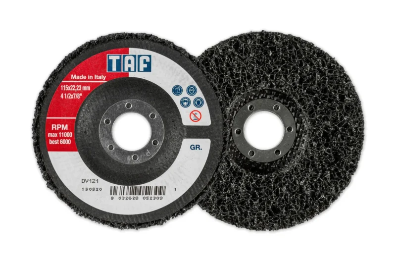 taf 4.5 inch 115 x 22 non woven nylon fibre polishing disc with fibreglass backing 5 pack