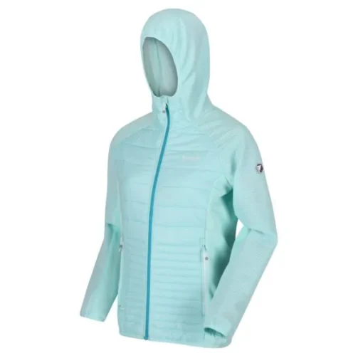 v hybrid insulated quilted hooded walking jacket cool aqua