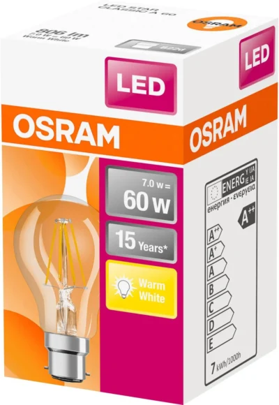osram 4058075114876 led monochrome eec e a g b22d pear shape 6.5 w 60 w 3