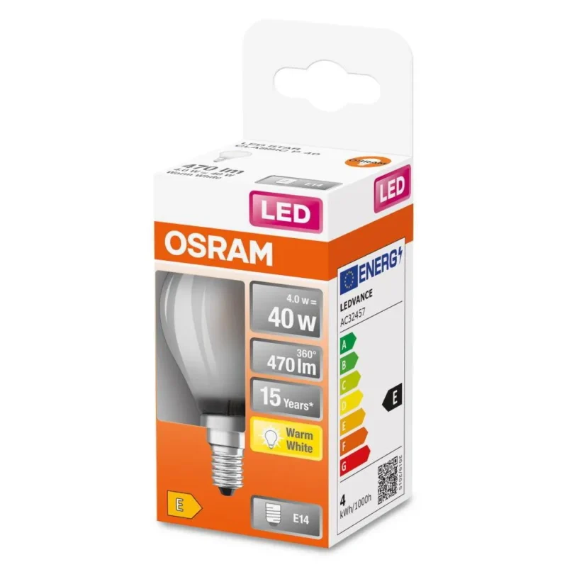 osram 4058075436480 led monochrome eec e a g e14 pear shape 4 w 40w wa 2