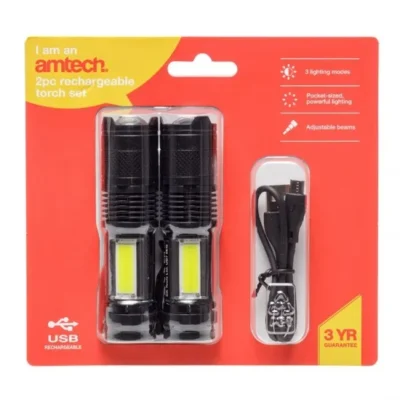 Amtech Rechargeable Mini Torch Set (2 piece)