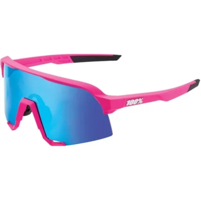 100% S3 Sunglasses - Matt Pink With HiPER Blue Multilayer Mirror Lens